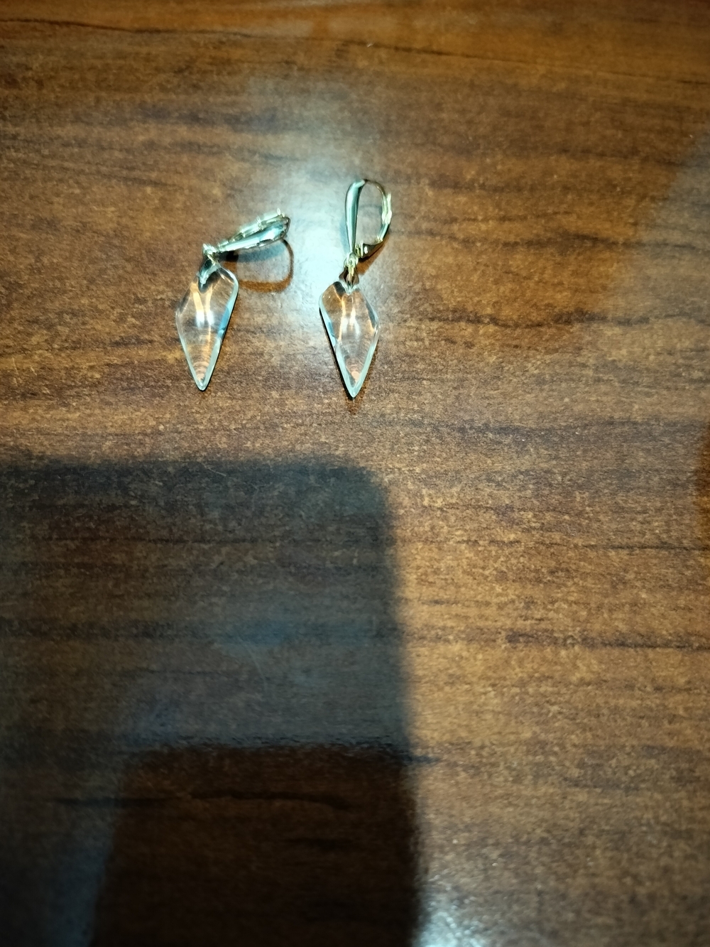 Clear Crystal Drop Earrings with Gold Leverback